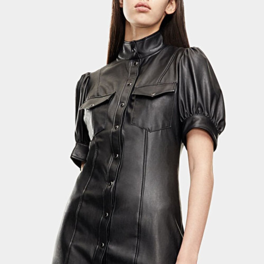 (The Kooples) Shirt Style Short Black Dress
